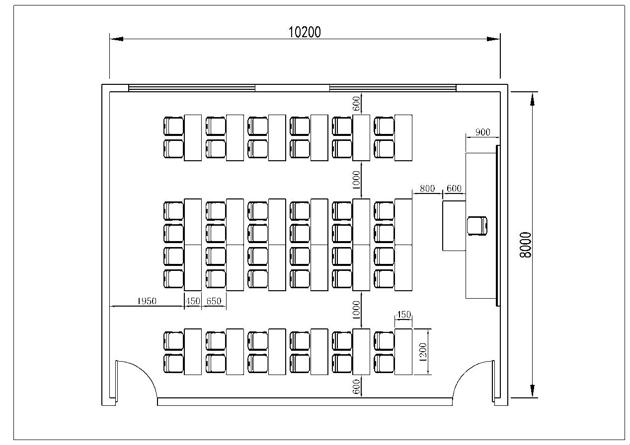 双人课桌椅摆放参考平面图